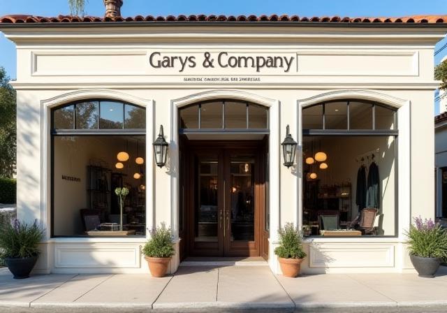Historic shop front of Garys & Company in Newport Beach, California