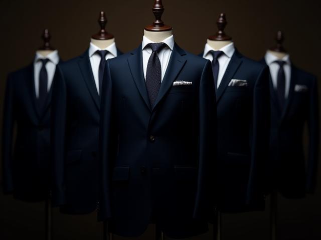 Elegant men's suits in navy and charcoal