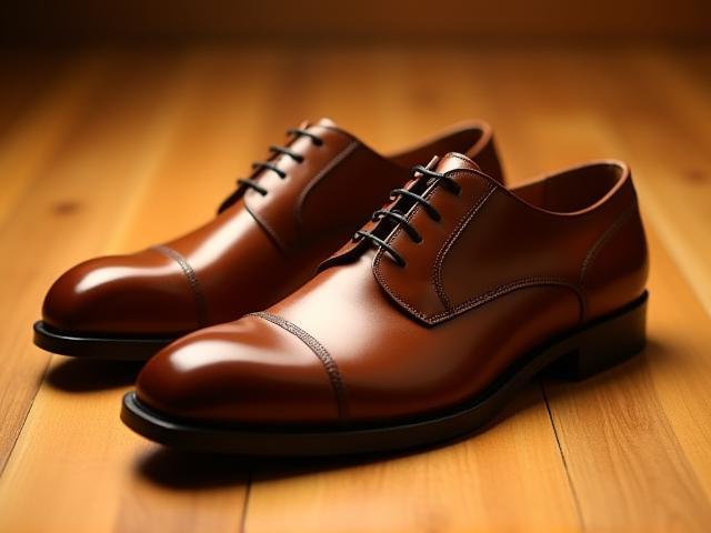 Pair of classic brown leather dress shoes